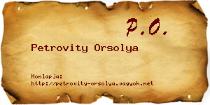 Petrovity Orsolya névjegykártya
